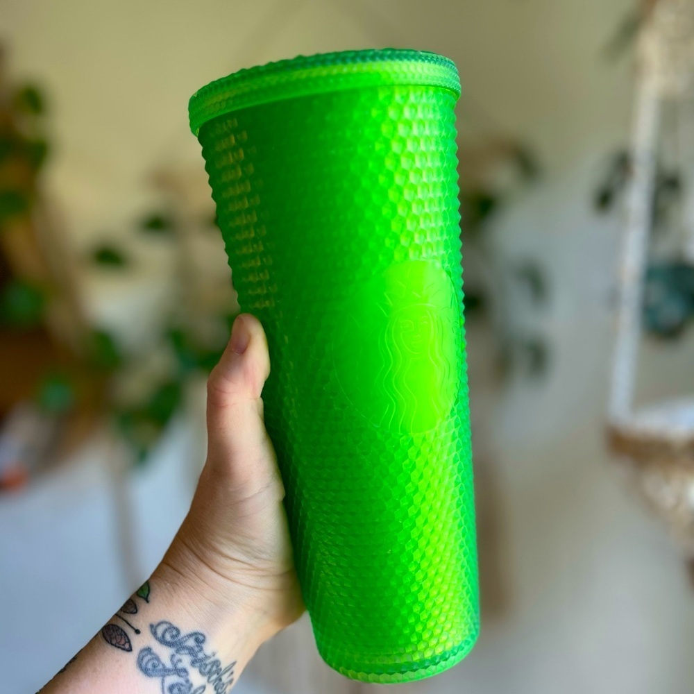 🌟 Disney Parks Starbucks Neon Green Studded Tumbler 24oz | Mickey Mouse Edition
